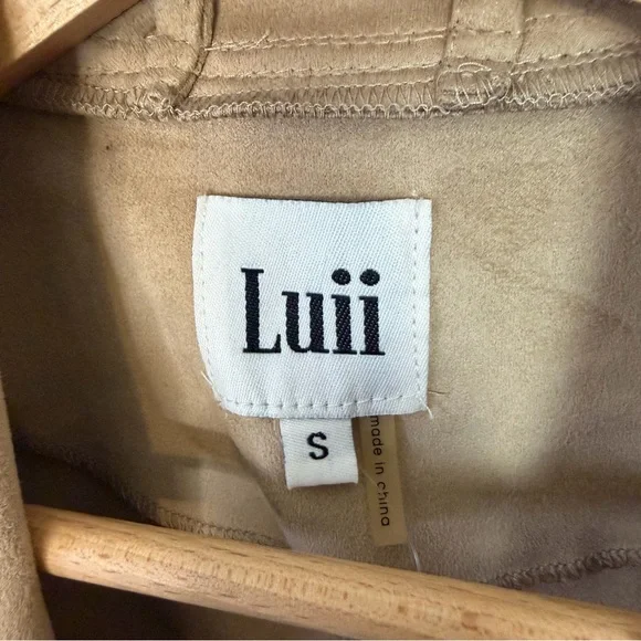 Anthropologie Luii Faux Suede Draped Blazer Jacket Beige Tan Size Small Office - Picture 5 of 9